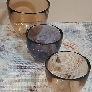 Rare Orrefors of Sweden Set of Three Pastillo Bowls-Signed